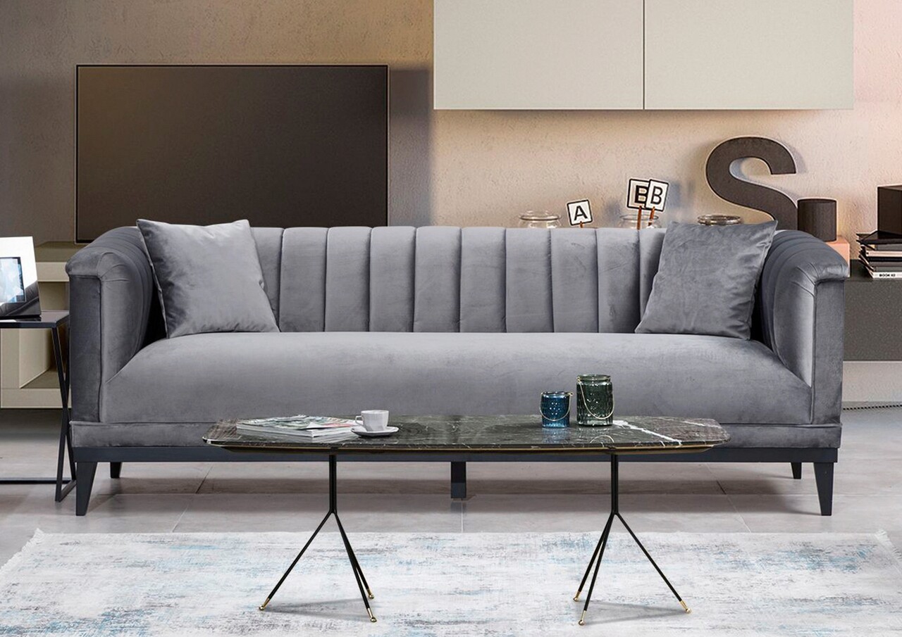 Canapea 3 locuri, Atelier del Sofa, 569HLN1109, Gri inchis - imagine 5
